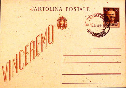 1944-CATTARO Occupazione Tedesca Cartolina Postale C.30 Soprastampata Lire 1-/c. - Deutsche Bes.: Cattaro