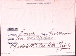 1942-OSPEDALE MILIT. BU-SETTA TRIPOLI Manoscritto Al Verso Biglietto Franchigia  - Marcofilía