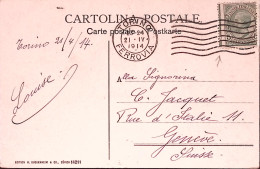 1914-TORINO Castello Medioevale Viaggiata Torino (21.4) Con Francobollo 5c.Leoni - Marcofilía