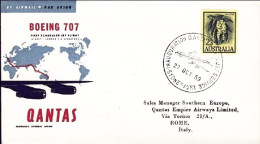 1959-Australia Cat.Pellegrini N.1055 Euro 80, Qantas I^volo Sydney-Roma Del 27 O - Aerogramas