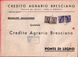 1944-manoscritti Raccomandati Busta Affrancata Con Coppia Recapito Autorizzato 1 - Storia Postale