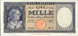 1947-biglietto Di Banca L. 1.000 Italia-Testina Data 20 Marzo Firme Einaudi/Urbi - Otros & Sin Clasificación