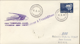 1962-Svezia Con Bollo Viola SAS I^volo Coronado Stoccolma-Roma Del 3 Maggio - Lettres & Documents