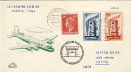 1957-Luxembourg Lussemburgo I^volo SAS Stoccolma Tokyo Attraverso Il Polo Nord ( - Lettres & Documents