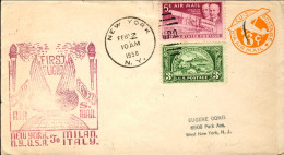 1950-U.S.A. I^volo TWA New York Milano Del 2 Febbraio Cachet Amaranto,annullo Di - Sonstige & Ohne Zuordnung