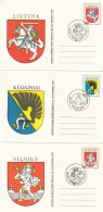 LITHUANIA 1992 Postcards Coat Of Arms FDC Mi 505-507 #LTV241 - Lithuania