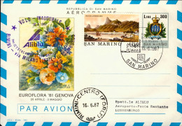San Marino-1987 I^volo Aliblu AZ 1278 Rimini Lussemburgo Via Milano Linate Del 1 - Poste Aérienne