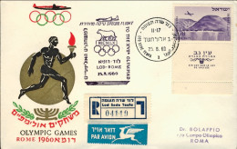 1960-Israele Raccomandata Giochi Olimpici Di Roma Volo Speciale Lod Roma Del 25  - Poste Aérienne