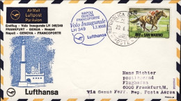 San Marino-1968 I^volo Lufthansa LH 349 Genova Francoforte Del 1 Luglio, Raro Il - Corréo Aéreo