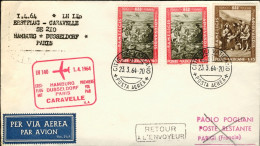 Vaticano-1964 I^volo Caravelle LH 140 Amburgo Dusseldorf Parigi Del 1 Aprile - Poste Aérienne