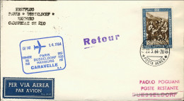 Vaticano-1964 I^volo Caravelle LH 141 Parigi Dusseldorf Amburgo Del 1 Aprile - Poste Aérienne