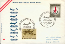 1970-Austria Alitalia I^volo DC 9 Vienna Roma Del 2 Aprile, 90 Pezzi Trasportati - Altri & Non Classificati
