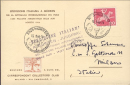 1966-Svizzera Cartolina Spedizione Italiana A Murren Jungfrau Per La Settimana I - Premiers Vols
