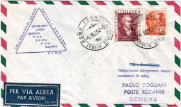 1964-collegamento Aereo Postale Alitalia Notturno Roma Genova Del 5 Ottobre - 1961-70: Storia Postale