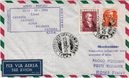 1964-collegamento Aereo Postale Alitalia Notturno Palermo Roma Del 13 Ottobre - 1961-70: Marcophilia