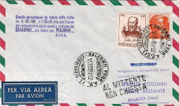 1964-collegamento Aereo Postale Alitalia Notturno Palermo Milano Del 12 Ottobre - 1961-70: Storia Postale