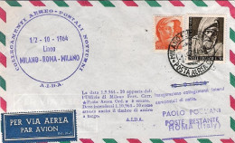 1964-collegamento Aereo Postale Alitalia Notturno Milano Roma Del 1 Ottobre (dat - 1961-70: Marcophilia