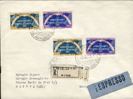 1953-Trieste A Busta Raccomandata Espresso Affr. Con Due S.2v."IV Anniversario D - Storia Postale