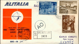 Vaticano-1961 Alitalia Raccomandata I^volo Roma Sydney Del 14 Giugno, Valori Gem - Posta Aerea