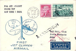 1958-U.S.A. Aerogr. Volo Speciale First Jet Clipper Airmail New York Parigi (Rom - Otros & Sin Clasificación