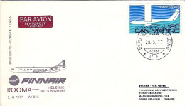 San Marino-1977 Finnair Volo Speciale Roma Helsinki Con AY 866 Del 3 Aprile - Poste Aérienne