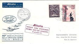 Vaticano-1971 Volo Alitalia Dispaccio Aereo Straordinario Roma-Rio De Janeiro De - Poste Aérienne