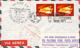 1971-Nazioni Unite Per Il 23^ Giro Aereo D'internazionale Di Sicilia Del 3 Lugli - Airmail