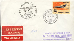 San Marino-1971 Espresso Per Il 23^ Giro Aereo D'internazionale Di Sicilia - Luchtpost