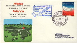 San Marino-1978 Volo Avianca Boeing 707,bollo Blu Inaugurazione Linea Aerea Roma - Luchtpost