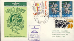 1974-Brasile Dell'associazione Trasvolatori Atlantici Dispaccio Postale Volo Ali - Posta Aerea