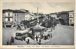 1943-Livorno Piombino Piazza Vitt.Emanuele-Via Roma E Via Carducci, Viaggiata Fr - Livorno