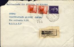 1946-lettera Raccomandata Con Ricevuta Di Ritorno (distretto)affr. L.10 Imperial - Storia Postale