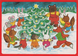Feliz Año Navidad OSO Animales Vintage Tarjeta Postal CPSM #PBS301.ES - Neujahr