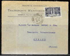 F280-SEUL SUR LETTRE-N° 317 SUR LETTRE DE MARSEILLE DU 12/12/36 POUR LA SUISSE - SOCIETE GENERALE DE TRANSPORT MARITIME - 1921-1960: Periodo Moderno