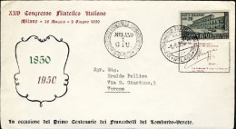 1950-busta Illustrata XXV Congresso Filatelico Italiano Affrancata L. 20 Unesco - 1946-60: Storia Postale