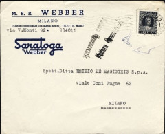 1955-frode Postale, Busta Con Intestazione Commerciale Webber Di Milano Spedita  - 1946-60: Marcofilia