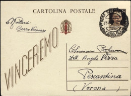 1944-RSI Intero Postale 30c. Soprastampato Fascetto Colore Rosso Arancio Viaggia - Ganzsachen