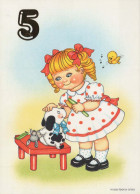 JOYEUX ANNIVERSAIRE 5 Ans FILLE ENFANTS Vintage Carte Postale CPSM #PBU006.FR - Anniversaire