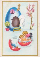 PÂQUES ENFANTS ŒUF Vintage Carte Postale CPSM #PBO307.FR - Pâques