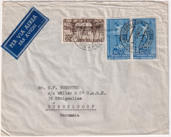 1950-via Aerea Per La Germania Con Coppia L.55 UNESCO+L.20 FIERA DI MILANO - 1946-60: Marcophilie