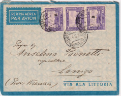 1936-Somalia Busta Via Aerea Affrancata Striscia 50c.Pittorica Annullo Posta Mil - Somalie