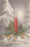 Buon Anno Natale CANDELA Vintage Cartolina CPSMPF #PKD008.IT - New Year