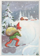 BABBO NATALE Buon Anno Natale Vintage Cartolina CPSM #PBL453.IT - Santa Claus