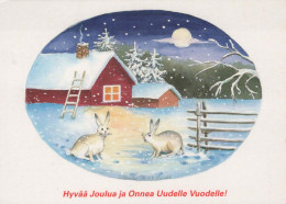 Buon Anno Natale CONIGLIO Vintage Cartolina CPSM #PAV287.IT - Año Nuevo