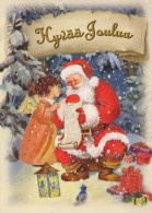 BABBO NATALE ANGELO Buon Anno Natale Vintage Cartolina CPSM #PAK101.IT - Santa Claus