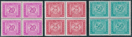 1947-Italia (MNH=**) Segnatasse Quartine L.20+L.25+L.50 Certificato Enzo Diena - 1946-60: Nuovi