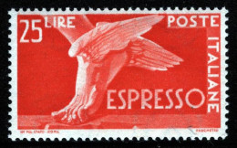 1945-Italia (MNH=**) Espresso L.25 Con Posizione Pregiata Di Filigrana "Capovolt - 1946-60: Mint/hinged
