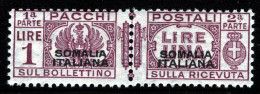1928-Somalia (MNH=**) Pacchi Postali L.1 Soprastampa I Tipo Cat.Sassone Euro 250 - Somalia