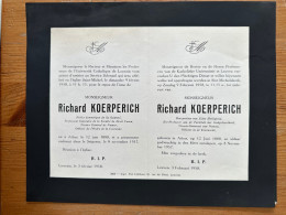 Rector Kath. Univ Leuven KUL U Gebed Monseigneur Richard Koerperich *1888 Athus +1957 Arthus Prof Godgeleerdheid Prelaat - Obituary Notices