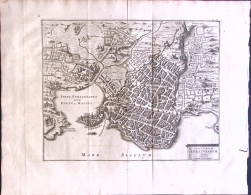 1715-Philippo Cluverio "Siracusa Veterum Siracusarum Typus"incisione In Rame Ved - Geographische Kaarten